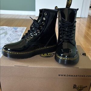 Dr. Martens Zavala Patent Leather Black Combat Boots